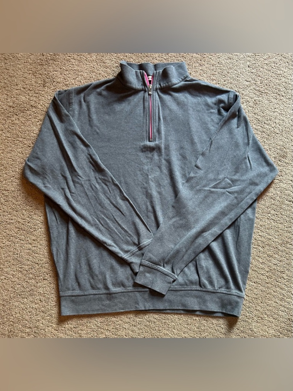 Peter Millar Men's Gray Pullover Cotton 1/4 Quarter Zip XL Embroidered